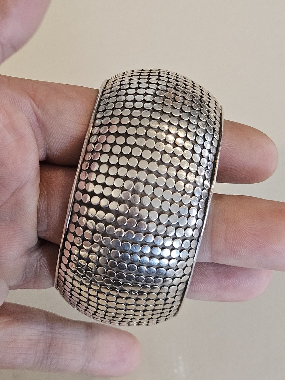 Chunky 37.5mm Designer Anna Beck Sterling Silver 925 Dot Bangle Bracelet